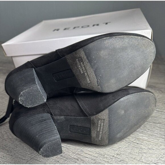 Report Martin Ankle‎ Boots Womens 7.5 Black Faux Suede Zip Back 3" Heel with Box - Picture 7 of 7